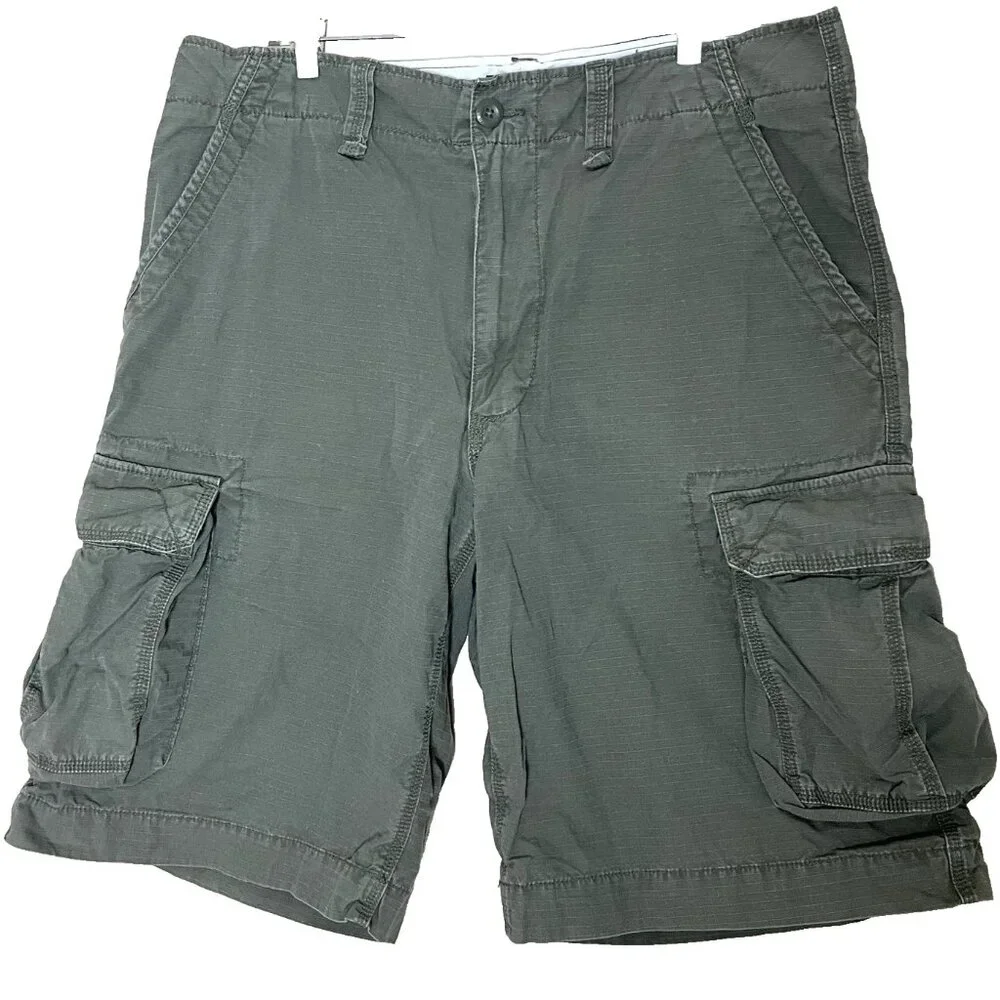 POLO Jeans Co. Ralph Lauren Cargo Shorts Men's 36 Green Ripstop Fatigue Utility